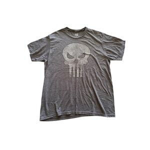 Marvel Comics Punisher Skull Graphic T-Shirt Mens Large Grey Tee